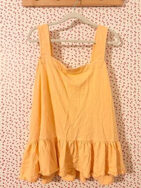 LOFT Ruffle-Hem Peplum Tank Top in Soft Yellow